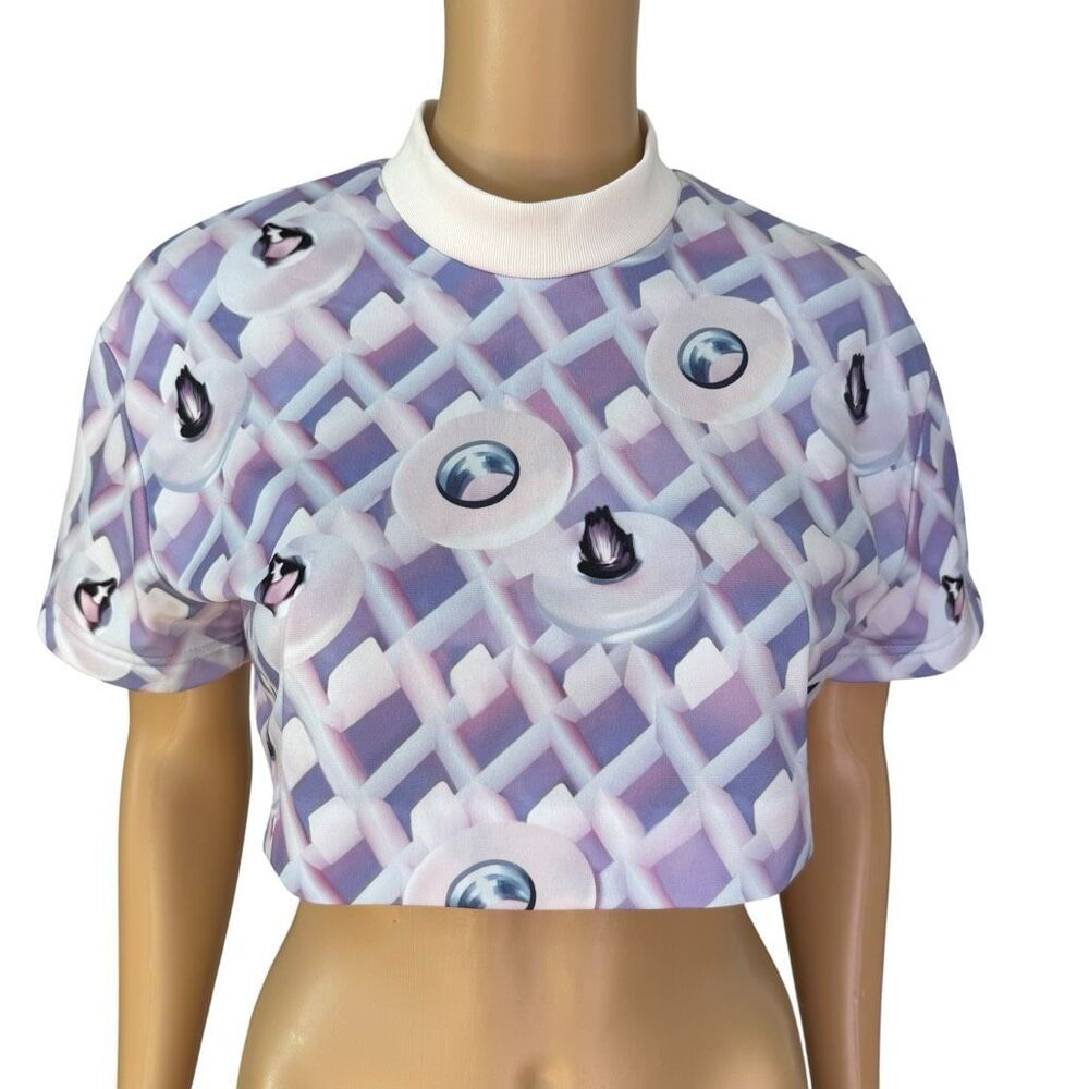 Mary Katrantzou x Adidas short-sleeved cropped top geometric print size S